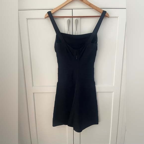 HERVE LEGER Size S Black Rayon Cocktail A-line Dress - Picture 8 of 8
